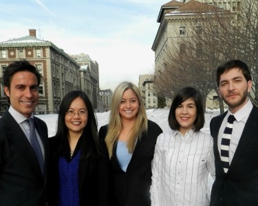 (From left to right) Simón Navarro González, Mevelyn Ong, Libby Marden, Amanda Jiménez Pintón, and Tamer Mallat Columbia Arbitration Day 2016 Conference Co-Chairs